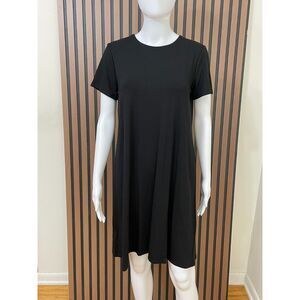 J. Jill Women's S Black Shift Rayon Dress Knee Length Flared Boho Stretch Casual